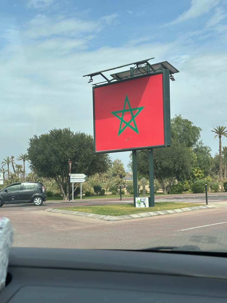 Moroccan flag in city centre